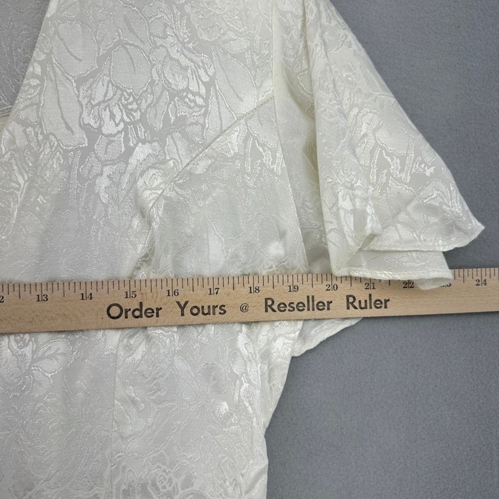 VTG Jody California 90s Ivory Floral Jacquard Lace Up Midi Dress USA 32x50" - Picture 6 of 9